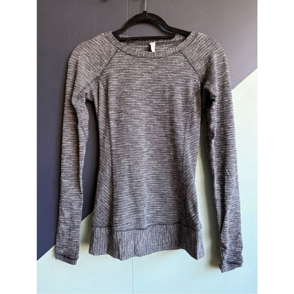 Lululemon Race Your Pace Long Sleeve, Coco Pique Black Rulu, Size 2, VGUC